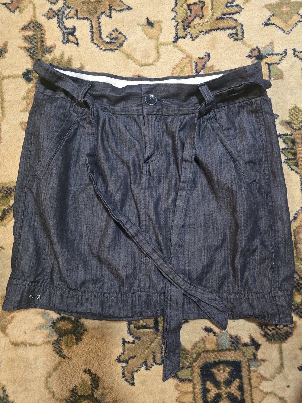 Converse Dark Blue Tie-Waist Denim Skater Skirt